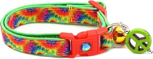 Tie Dye Cat Collar with Bell | Safety Breakaway Collar | Adjustable Large Size or Kitten Collar (Small(10lbs & Less), Warm Tie Dye) in Saudi Arabia