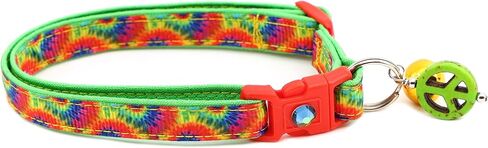Tie Dye Cat Collar with Bell | Safety Breakaway Collar | Adjustable Large Size or Kitten Collar (Small(10lbs & Less), Warm Tie Dye) in Saudi Arabia