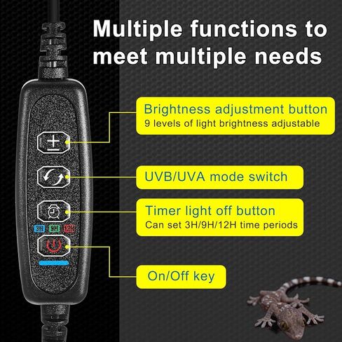 retisee 2 جهاز كمبيوتر شخصى ضوء الأشعة فوق البنفسجية للزواحف UVA UVB ضوء الزواحف مع باهتة ومؤقت LED UVB ضوء لمبة لاعبا اساسيا ضوء الزواحف التنين الملتحي السلاحف أبو بريص العناكب سحلية ثعبان مصباح in Kuwait