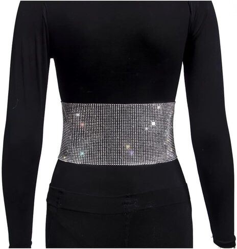 Caviotess Women Sparkly Rhinestone Waistband Bling Crystal Wide Waist Belt Corset Wedding Bridal Sash in Kuwait