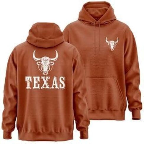Texas Longhorn Hoodie, Front & Back Texas Football Hooded Sweater for Men Women Unisex in Saudi Arabia
