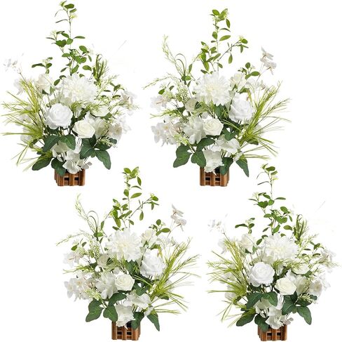 Ling's Moment 17.5" Tall Standing Artificial Flowers Arrangements 4pcs Fall Wedding Aisle Runner Chair Decorations Sunset Terracotta Centerpieces Ceremony Reception Rose Floral Party Outdoor in Kuwait