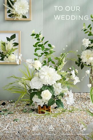 Ling's Moment 17.5" Tall Standing Artificial Flowers Arrangements 4pcs Fall Wedding Aisle Runner Chair Decorations Sunset Terracotta Centerpieces Ceremony Reception Rose Floral Party Outdoor in Kuwait