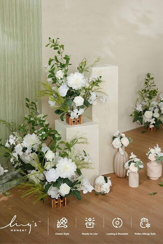Ling's Moment 17.5" Tall Standing Artificial Flowers Arrangements 4pcs Fall Wedding Aisle Runner Chair Decorations Sunset Terracotta Centerpieces Ceremony Reception Rose Floral Party Outdoor in Kuwait