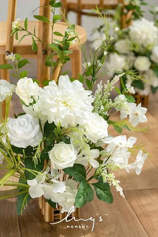 Ling's Moment 17.5" Tall Standing Artificial Flowers Arrangements 4pcs Fall Wedding Aisle Runner Chair Decorations Sunset Terracotta Centerpieces Ceremony Reception Rose Floral Party Outdoor in Kuwait