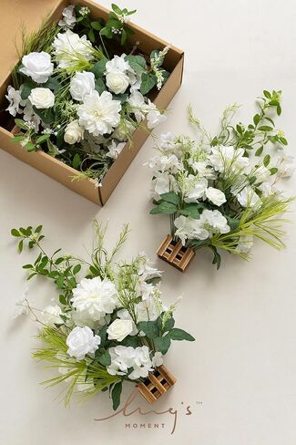 Ling's Moment 17.5" Tall Standing Artificial Flowers Arrangements 4pcs Fall Wedding Aisle Runner Chair Decorations Sunset Terracotta Centerpieces Ceremony Reception Rose Floral Party Outdoor in Kuwait