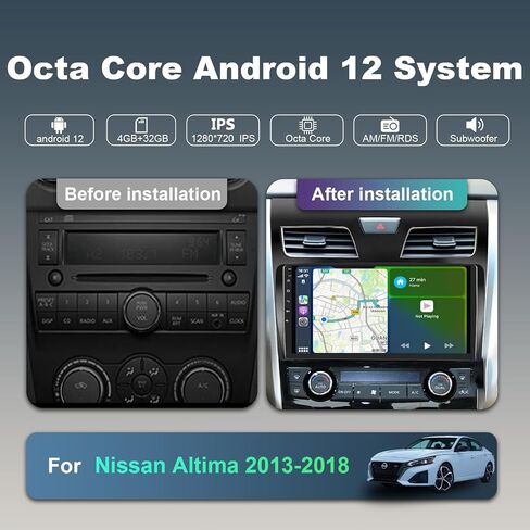 8 Core 4+32G Car Radio Stereo for Nissan Altima 2013-2018 with Wireless CarPlay/Android Auto, 9 Inch HD Touchscreen Android Car Stereo with AM/FM/RDS Backup Camera Bluetooth WiFi GPS SWC in Saudi Arabia