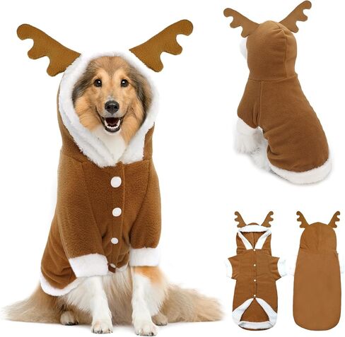 NACOCO Pet Costumes Dog Christmas Suit Dog Elk Santa Costume Polar Fleece Fit for Puppy Dog Teddy (Large) in Kuwait