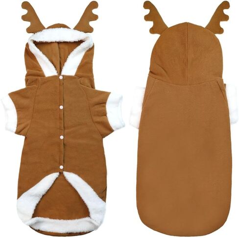 NACOCO Pet Costumes Dog Christmas Suit Dog Elk Santa Costume Polar Fleece Fit for Puppy Dog Teddy (Large) in Kuwait
