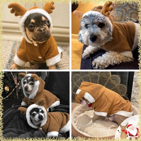 NACOCO Pet Costumes Dog Christmas Suit Dog Elk Santa Costume Polar Fleece Fit for Puppy Dog Teddy (Large) in Kuwait