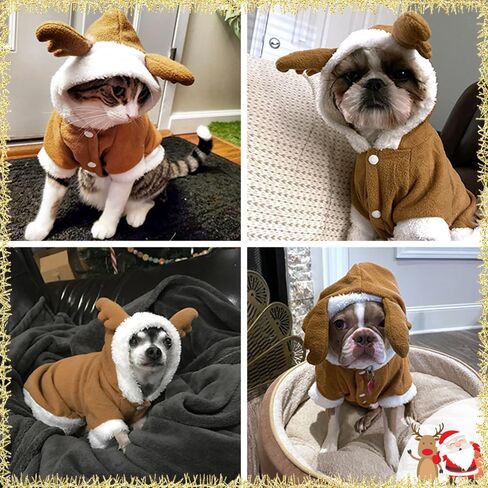 NACOCO Pet Costumes Dog Christmas Suit Dog Elk Santa Costume Polar Fleece Fit for Puppy Dog Teddy (Large) in Kuwait