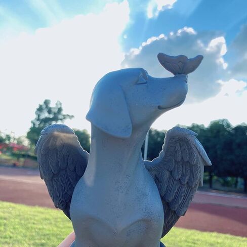 Carefree Fish Blue Stone Angel Wing Dog Statue Memorial Figurine Left Memory Stone Loss Sympathy Gift Condolences Present 8Inch in Saudi Arabia