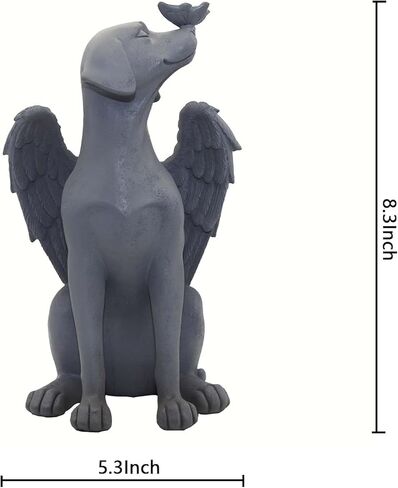 Carefree Fish Blue Stone Angel Wing Dog Statue Memorial Figurine Left Memory Stone Loss Sympathy Gift Condolences Present 8Inch in Saudi Arabia