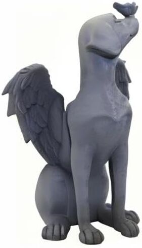 Carefree Fish Blue Stone Angel Wing Dog Statue Memorial Figurine Left Memory Stone Loss Sympathy Gift Condolences Present 8Inch in Saudi Arabia