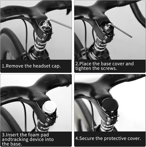 AirTag Bike Mount, 1-1/8" Hidden Bicycle Stem Cap Mount for AirTag, Anti-Theft Bike GPS Tracker Protection, Waterproof AirTag Holder for Bike Headset Cap, Black in Saudi Arabia