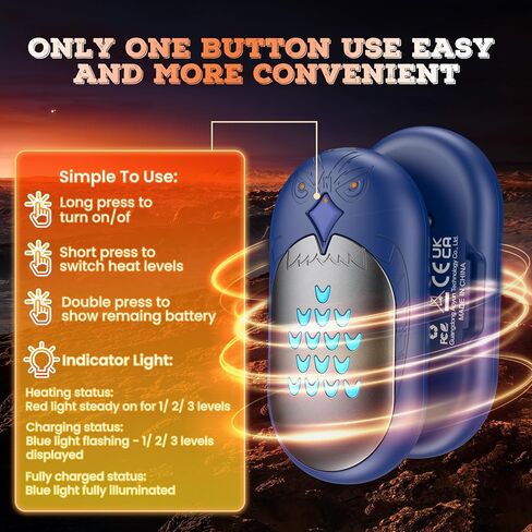 Hand Warmers Rechargeable Portable Reusable: Owl Hand Warmer 2 Pack 6000mAh 20 Hours Sided Heater Handwarmer Outdoor Golf Hunting Camping for Women Men Kids Winter Birthday Christmas New Year Gifts in Saudi Arabia