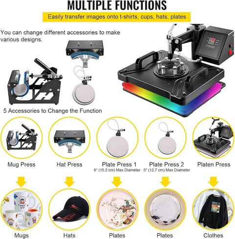 VEVOR Pro Heat Press 15x15 Inch, 8 in 1 Heat Press Machine with 30 OZ Tumbler Press, Swing Away T Shirt Pressing Machine, Combo Tumbler Hat Heat Press for Sublimation T-Shirt Hat Cap Mug Plate, Blue in Saudi Arabia