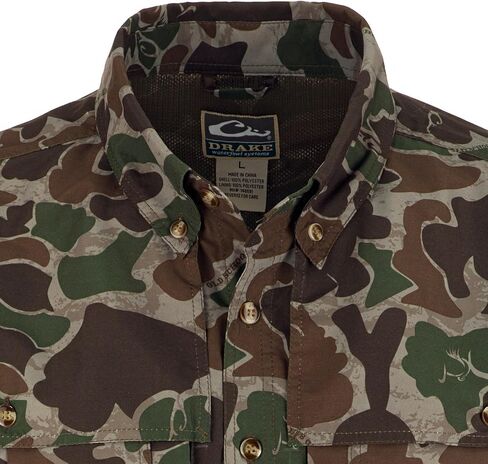 Drake Waterfowl Men's EST Camo Flyweight Wingshooter's Long Sleeve Shirt | Breathable Lightweight Hunting Shirt for Men in Saudi Arabia