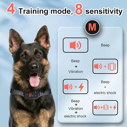 طوق النباح التلقائي للكلاب الكبيرة، طوق لحاء الكلب السترونيلا قابل لإعادة الشحن، طوق تدريب مضاد للنباح مع 8 صدمات اهتزاز صوتية قابلة للتعديل، طوق النباح للكلاب الصغيرة المتوسطة in Kuwait