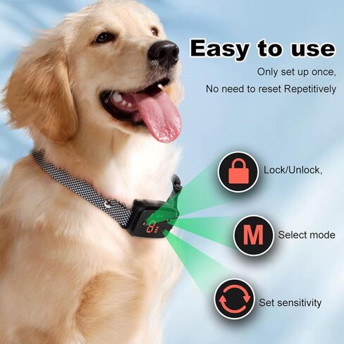 طوق النباح التلقائي للكلاب الكبيرة، طوق لحاء الكلب السترونيلا قابل لإعادة الشحن، طوق تدريب مضاد للنباح مع 8 صدمات اهتزاز صوتية قابلة للتعديل، طوق النباح للكلاب الصغيرة المتوسطة in Kuwait