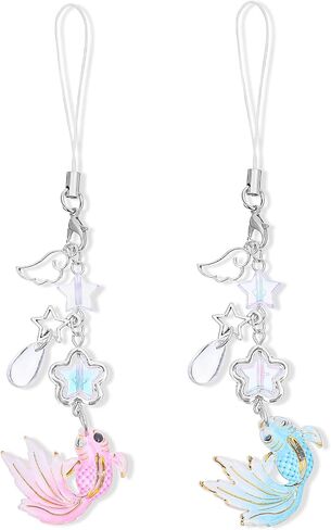 2Pcs Cute Cell Phone Charms Aesthetic Y2K Pink Phone Charm Star Heart Goldfish Phone Straps Charms Y2K Accessories for Women Man Phone Bag Keychain Camera Pendants Decor Chain in Saudi Arabia