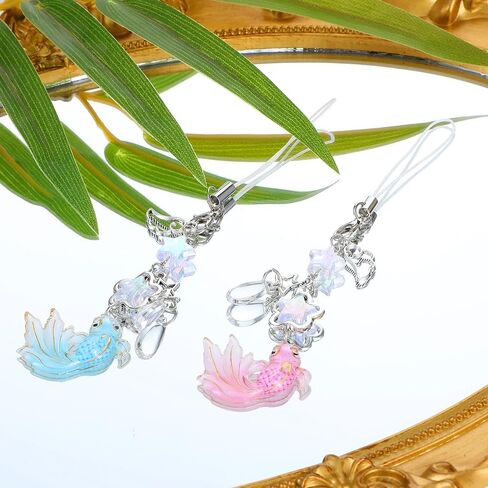 2Pcs Cute Cell Phone Charms Aesthetic Y2K Pink Phone Charm Star Heart Goldfish Phone Straps Charms Y2K Accessories for Women Man Phone Bag Keychain Camera Pendants Decor Chain in Saudi Arabia