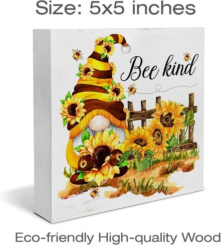 Motivational Quote She Works Hard for the Honey Wood Box Sign Art Desk Decor 5 x 5 Inches Summer Wood Block Sign Decor for Home Office Table Shelf Wall in Saudi Arabia