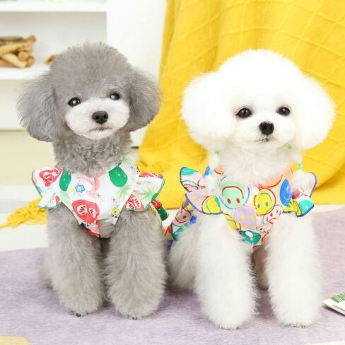 Dog Dress Summer Dog Clothes for Small Dogs Girl Soft Breathable Princess Dresses Fruit Pattern Pet Dress Dog Shirt Apparel Lovely Puppy Clothes Small Pet Sundress Pet Cute Clothes(White，M in Saudi Arabia