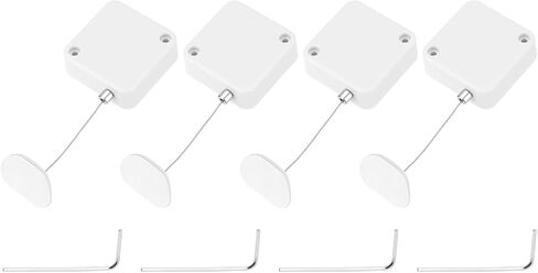 MECCANIXITY 4.9 ft Retractable Cable Lock with Adhesive Arc Patch Remote Control Security Lock with Adjustable Cord Tether Anti Theft for Laptop, TV, 600g, White, 4 Pack in Saudi Arabia