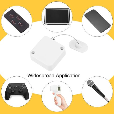 MECCANIXITY 4.9 ft Retractable Cable Lock with Adhesive Arc Patch Remote Control Security Lock with Adjustable Cord Tether Anti Theft for Laptop, TV, 600g, White, 4 Pack in Saudi Arabia