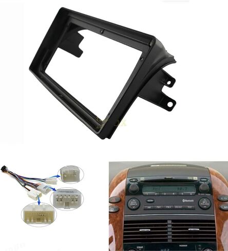 9'' Inch Car Radio Stereo Dash Frame Fascia Bezel Panel Compatible for Toyota Sienna 2004~2010 w/Power Harness Cable Install Trim in Saudi Arabia