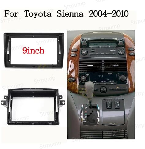 9'' Inch Car Radio Stereo Dash Frame Fascia Bezel Panel Compatible for Toyota Sienna 2004~2010 w/Power Harness Cable Install Trim in Saudi Arabia