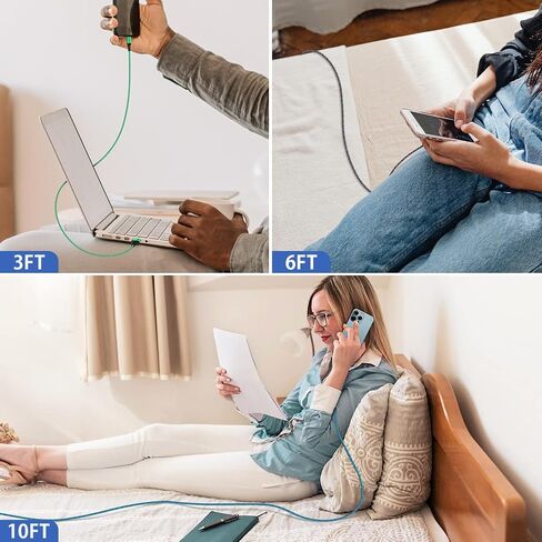 كابل شاحن USB A إلى USB C طويل 10أقدام/3 عبوات لسيارة iPhone 15/15 Pro/15 Pro Max/15 Plus، سلك شاحن Android من النوع C شحن سريع لهاتف Samsung Galaxy A05S/A54/A53/A14/A13/A03S/S23 S22 الترا/S21/S20 in Kuwait