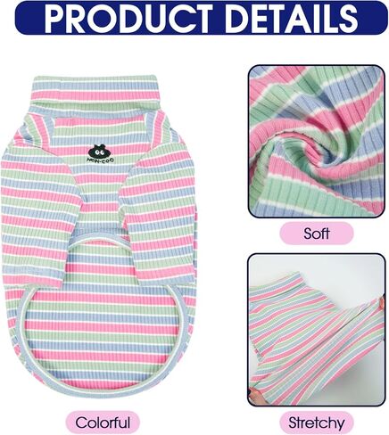 FUAMEY الكلب قميص شريطي للكلاب كبيرة جدا، الكلب البلوز خفيفة الوزن الكلب البلوز الكلب بسط سترة تي شيرت الكلب منامة الكلب طويلة جونز الكلب الملابس الداخلية للمسترد الذهبي الوردي المشارب XXL in Kuwait