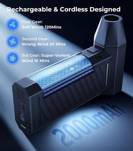 Compressed Air Duster with Flashlight, Cool Gifts for Gamer, Rechargeable, Cordless, Portable, 3-Speed 150K RPM Electric Blower, Drying & Cleaning Accessories for Men, Computers, Keyboards, Cars, Home in Saudi Arabia