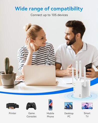 موسع واي فاي، معزز واي فاي بسرعة 1200 ميجابت في الثانية ثنائي النطاق (5 جيجا هرتز/2.4 جيجا هرتز)، معزز إشارة موسعات واي فاي للمنزل، مكرر واي فاي مع منفذ إيثرنت يغطي ما يصل إلى 12880 مترًا مربعًا. قدم و105 جهاز in Kuwait