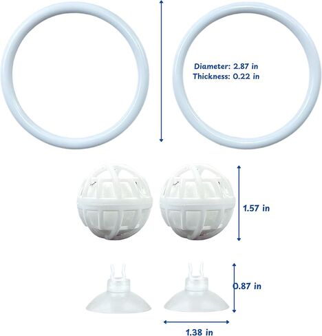Betta Fish Exercise Ring and Filter Balls Set, Betta Ring Training Loop with Suction Cup and Nitrifying Ball, Betta Enrichment Toys, Aquarium Toys for Fish Turtle Tank Small Fish Tank (White, M-73mm) in Saudi Arabia