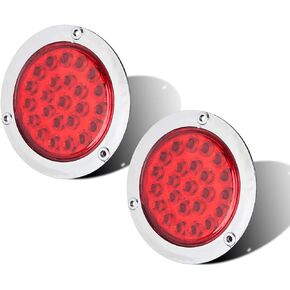 LIMICAR 4 بوصة مصباح LED دائري للمقطورة 2 قطعة 24 LED إيقاف الانعطاف إشارة الفرامل علامة التخليص أضواء الجري مع حواف من الكروم للشاحنات مقطورة RV مقاومة للماء