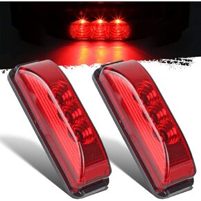 زوج Partsam 3.9 بوصة علامة جانبية وتخليص ضوء أحمر مقاوم للماء بقاعدة سوداء 3LED، خط رفيع مختوم LED لعلامة المقطورة أو أضواء الهوية مع عاكسات ميرو in Kuwait