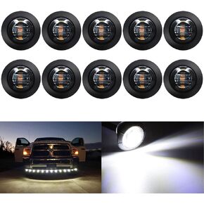 KEING 10 Pack Sealed Waterproof Mini Round 3/4 Inch Amber LED Marker Lights Signal Light 12V for Trailer Truck Bus Pickup Van ATV RV Lorry Caravan, 5 Years Warranty (Smoked Lens)