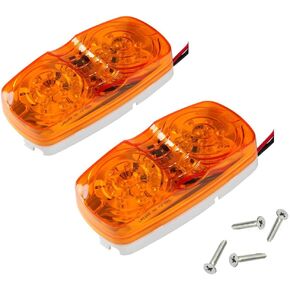 NEW SUN 12 Pcs RV Trailer Marker LED Light, Bullseye/Tiger Eye/Double Bubble Clearance Light, 10 Amber LED, 4x2 12V Rectangular LED Side Marker Light, Surface Mount, Camper, Trucks, Rvs