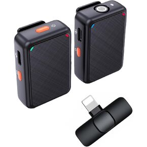 Wireless Lavalier Lapel Microphone（2 TX + 1 RX），15-Hour Battery，50ft Range，Professional Noise Cancelling Lapel Mic for Android/Laptop Camera-Cordless