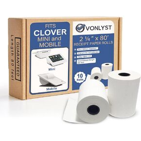 ورق إيصالات Vonlyst للطابعة الحرارية المحمولة Clover Mini and Clover 2 1/4 × 80 (10 لفات)