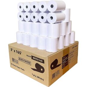 (50 Rolls) 3" x 165' 1-Ply Bond Receipt Paper POS Cash Register Paper | TMU200 SRP275 Star sp 700 Kitchen Printer Paper Rolls from Nayelish