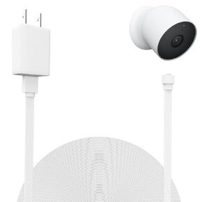 كابل سلك طاقة UYODM بطول 16.5 قدم/5 متر متوافق مع Google Nest Cam في الهواء الطلق أو في الداخل، بطارية (الجيل الثاني) - كابل شحن مقاوم للطقس مع محول طاقة لكاميرا Nest الخاصة بك (البطارية) بشكل مستمر - أبيض in Kuwait