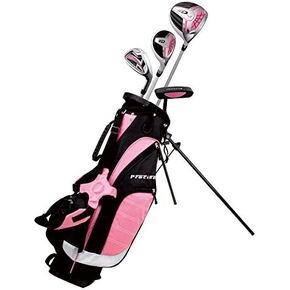 Remarkable Girls Right Handed Pink Junior Golf Club Set for Age 3 to 5 (Height 3' to 3'8") Set Includes: Driver (15"), Hybrid Wood (25*), 7 Iron, Putter, Bonus Stand Bag & 2 Headcovers