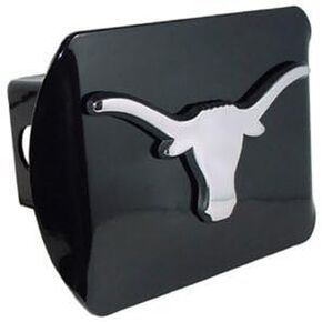 Elecktroplate Texas Longhorns Black Metal Trailer Hitch Cover with Chrome Metal Logo (for 2" Receivers)