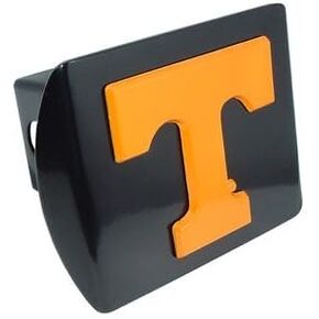 University of Tennessee Volunteers "Black with Orange Power T Emblem" College Sports Metal Trailer Hitch Cover Fits 2 Inch Auto Car Truck Receiver