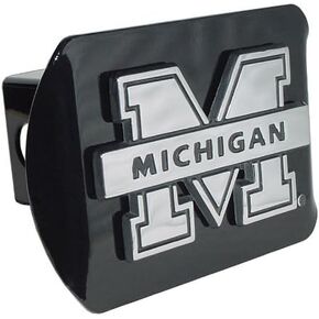 Elektroplate Michigan Wolverines Black Metal Trailer Hitch Cover Chrome Metal with NCAA Logo Fits 2" Receivers