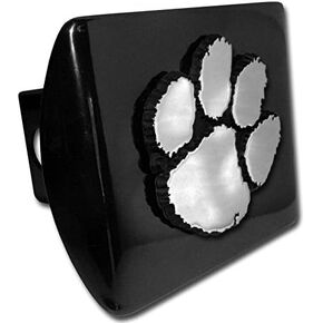 Clemson University Tigers "Black with Chrome Paw Emblem" College Sports Trailer Hitch Cover Fits 2 Inch Auto Car Truck Receiver